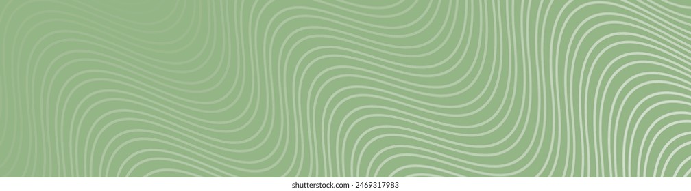Abstract background with waves for banner. Web banner size. Vector background with lines. Element for design isolated on green. Green gradient. Spring, summer