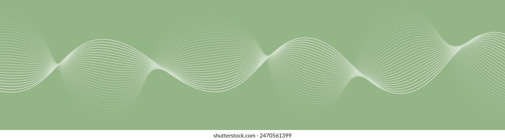 Abstract background with waves for banner. Web banner size. Vector background with lines. Element for design isolated on green. Green gradient. Spring, summer