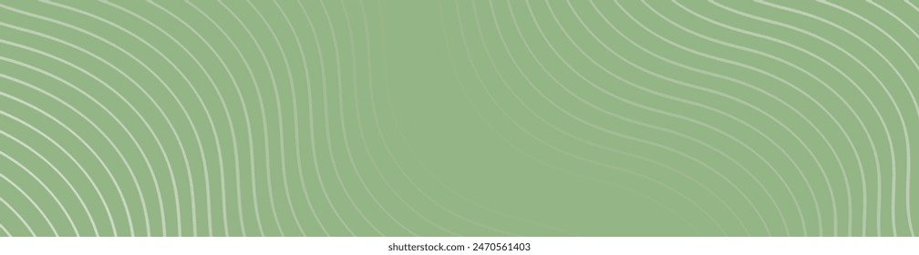 Abstract background with waves for banner. Web banner size. Vector background with lines. Element for design isolated on green. Green gradient. Spring, summer