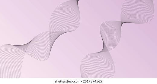 Abstract background with waves for banner. Web banner size. Vector background with lines. Element for design isolated. Purple and white gradient. Summer, spring, beauty