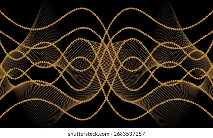 Abstract background with waves for banner. Web banner size. Vector background with lines. Element for design isolated on black. Black and orange. Night, dark