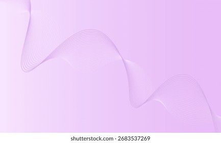 Abstract background with waves for banner. Web banner size. Vector background with lines. Element for design isolated. Purple and white gradient. Summer, spring, beauty