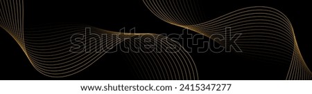 Abstract background with waves for banner. Web banner size. Vector background with lines. Element for design isolated on black. Black and orange. Night, dark