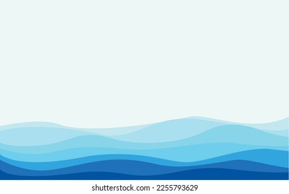 Abstract background with waves in blue tones, vector illustration simulating waves.