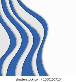 Abstract background with waves. Blue and white stripes. Abstract wavy background.