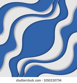 Abstract background with waves. Blue and white stripes. Abstract wavy background.