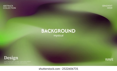 Fundo abstrato de ondas com uma combinação de redemoinhos de energia mística verde elegante e roxo escuro, cores pastel minimalista, halloween.