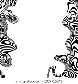 Abstract background with waves. Curved shapes. Black and white vector illustration. Cover layout template. 