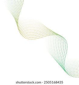 Abstract background with waves and dots. Vector banner. Background for poster, card, brochure, booklet, flyer. Geometric element for design. Green, orange and white gradient