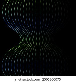 Abstract background with waves and dots. Vector banner. Background for poster, card, brochure, booklet, flyer. Geometric element for design. Blue, green and black gradient