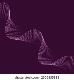 Abstract background with waves and dots. Vector banner. Background for poster, card, brochure, booklet, flyer. Geometric element for design. Pink gradient. Purple color