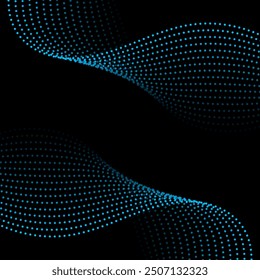 Abstract background with waves and dots. Vector banner. Background for poster, card, brochure, booklet, flyer. Geometric element for design. Blue and black gradient