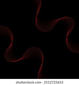 Abstract background with waves and dots. Vector banner. Background for poster, card, brochure, booklet, flyer. Geometric element for design. Red and black gradient