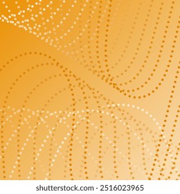 Abstract background with waves and dots. Vector banner. Background for poster, card, brochure, booklet, flyer. Geometric element for design. Orange gradient. Gold, golden, autumn