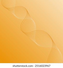 Abstract background with waves and dots. Vector banner. Background for poster, card, brochure, booklet, flyer. Geometric element for design. Orange gradient. Gold, golden, autumn
