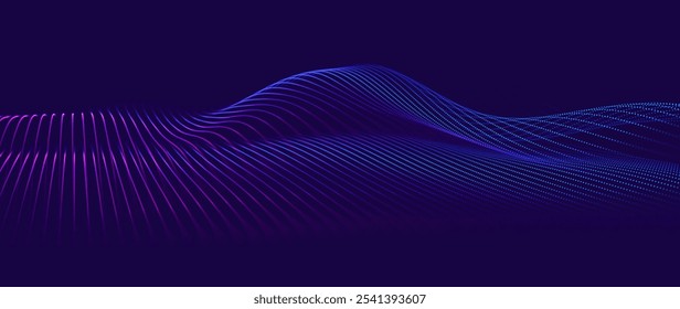 Abstract Background Waves of Dots and Weave Lines. Digital Network Connection Structure Technology Business Concept. Tech Science Presentation Backdrop Vector Illustration.