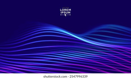 Abstract Background Waves of Dots and Weave Lines. Digital Network Connection Structure Technology Business Concept. Tech Science Presentation Backdrop Vector Illustration.