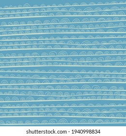 Fondo abstracto con olas. Ilustración vectorial dibujada a mano, diseño de color plano.