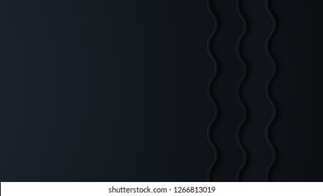 Abstract background with waves layers and halfton gold pattern. Realistic 3d cut paper effect. Vector illustration.