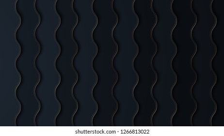 Abstract background with waves layers and halfton gold pattern. Realistic 3d cut paper effect. Vector illustration.
