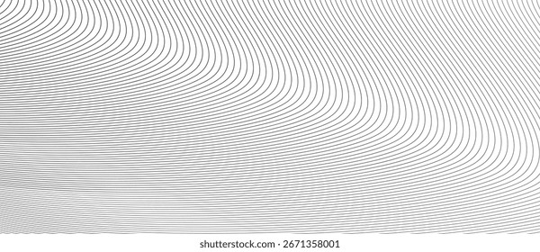 Fondo Abstractas con líneas onduladas. Ilusión de transición dinámica. Líneas negras sobre un fondo blanco.