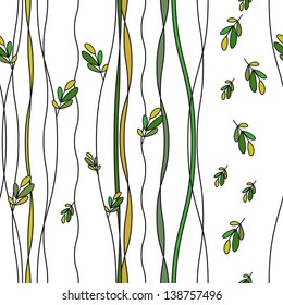 abstract background with waves lines leaves