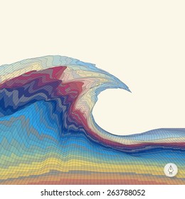 Abstract background with waves. Mosaic. 3d vector illustration. Can be used for wallpaper, web page background, web banners.
