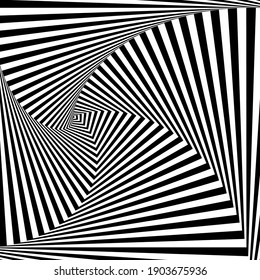 Abstract Background of Waves, Optical Illusion, Black and White Line Art. Vector illustration