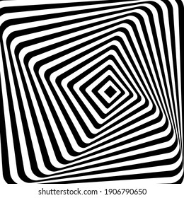 Abstract Background of Waves, Optical Illusion, Black and White Line Art. Vector illustration