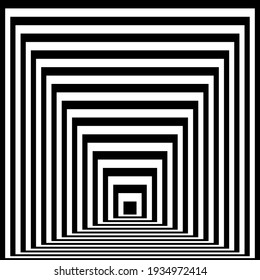 Abstract Background of Waves, Optical Illusion, Black and White Line Art. Vector illustration