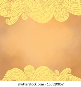 Abstract background with waves, paper texture and text field. Vector illustration
