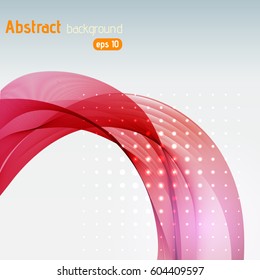 Abstract background with waves. Red, pink lines, vector illustration.