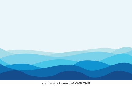 Abstract background with waves in shades of blue from dark to light for websites and graphic resources.