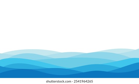 Fundo abstrato com ondas em tons de azul de escuro para claro, para sites e recursos gráficos.