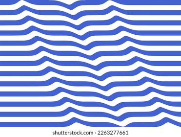 Abstract Background with Waves and Stripes. Blue and White Minimalist Poster Design. Vector Distorted Lines Illustration