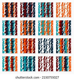 Abstract background with waves and swirl pattern. white, brown, orange and blue. suitable for background, textile, wallpaper and decoration