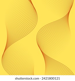 Abstract background with waves. Vector banner with lines. Background for music album, poster, card, advertisement. Element for design isolated on yellow. Orange and yellow gradient