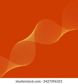 Abstract background with waves. Vector banner with lines. Background for music album, poster, card, advertisement. Element for design isolated on orange. Orange and yellow gradient