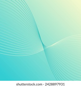 Abstract background with waves. Vector banner with lines. Background for music album, poster, card. Geometric element for design. Blue and yellow gradient. Spring, summer