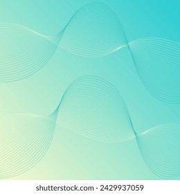 Abstract background with waves. Vector banner with lines. Background for music album, poster, card. Geometric element for design. Blue and yellow gradient. Spring, summer