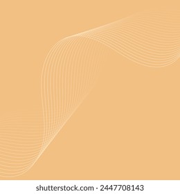 Abstract background with waves. Vector banner with lines. Background for music album, poster, card, advertisement. Geometric element for design isolated on orange. Beige and orange gradient