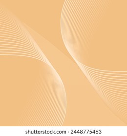 Abstract background with waves. Vector banner with lines. Background for music album, poster, card, advertisement. Geometric element for design isolated on orange. Beige and orange gradient