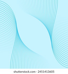 Abstract background with waves. Vector banner with lines. Background for music album, poster, card, advertisement. Geometric element for design isolated on blue. Blue gradient. Water