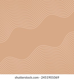 Abstract background with waves. Vector banner with lines. Background for music album, poster, card, advertisement. Geometric element for design isolated on brown. Beige gradient. Cafe, coffee
