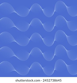 Abstract background with waves. Vector banner with lines. Background for music album, poster, card, advertisement. Geometric element for design isolated on blue. Blue gradient. Water