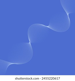 Abstract background with waves. Vector banner with lines. Background for music album, poster, card, advertisement. Geometric element for design isolated on blue. Blue gradient. Water