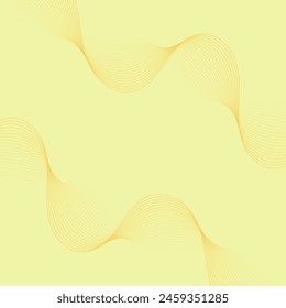 Abstract background with waves. Vector banner with lines. Background for music album, poster, card, advertisement. Geometric element for design isolated on yellow. Yellow gradient. Summer, sun
