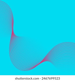 Abstract background with waves. Vector banner with lines. Background for music album, poster, card, advertisement. Geometric element for design isolated on blue. Pink and blue gradient