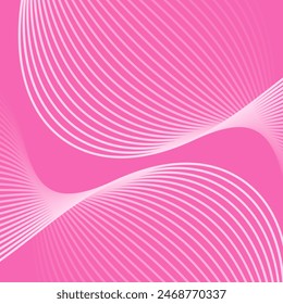 Abstract background with waves. Vector banner with lines. Background for music album, poster, card, advertisement. Geometric element for design isolated on pink. Pink gradient. Valentine's Day. Love