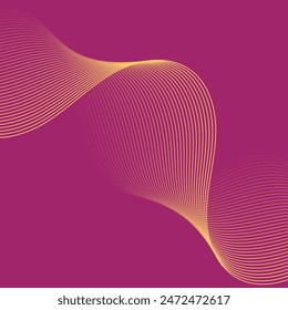 Abstract background with waves. Vector banner with lines. Background for music album, poster, card, advertisement. Geometric element for design isolated on pink. Pink and yellow gradient